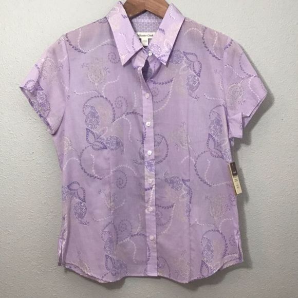 Coldwater Creek Sheer Purple Paisley Button Down L - Picture 13 of 13